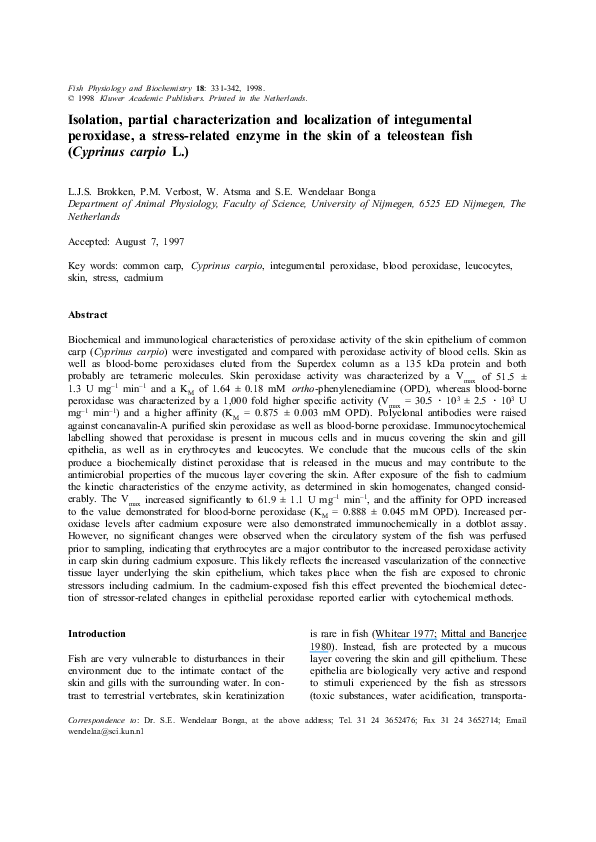 (PDF) Isolation, partial characterization and localization of ...