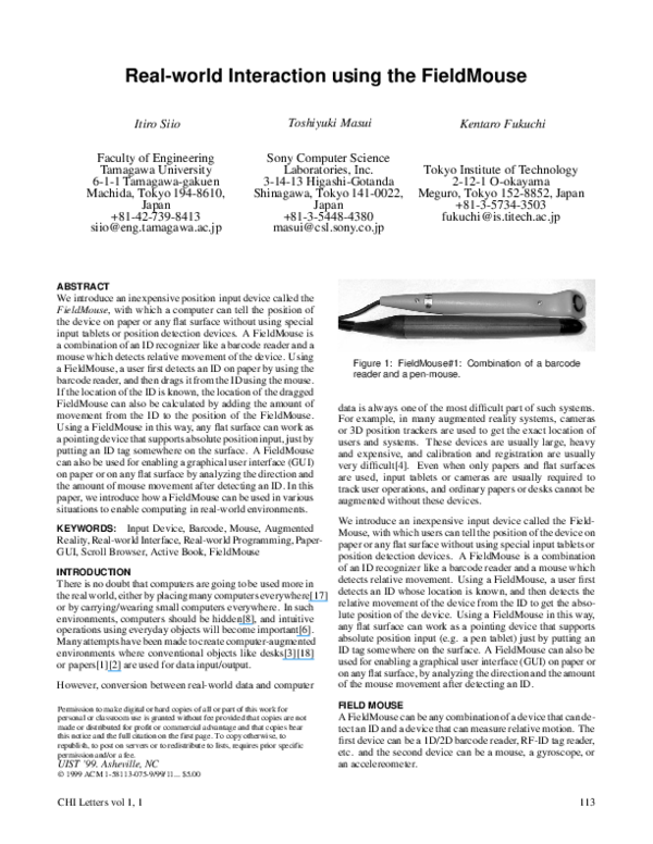 (PDF) Real-world interaction using the FieldMouse