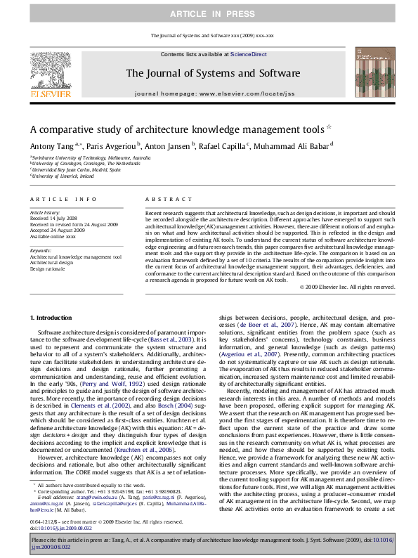 (PDF) A comparative study of architecture knowledge management tools