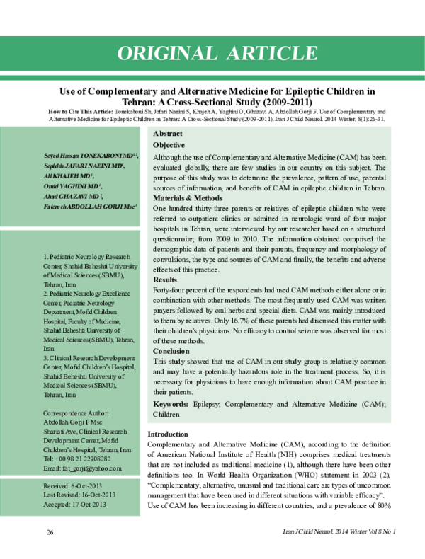 (PDF) The Use of Complementary and Alternative Medicine Among Refugees ...