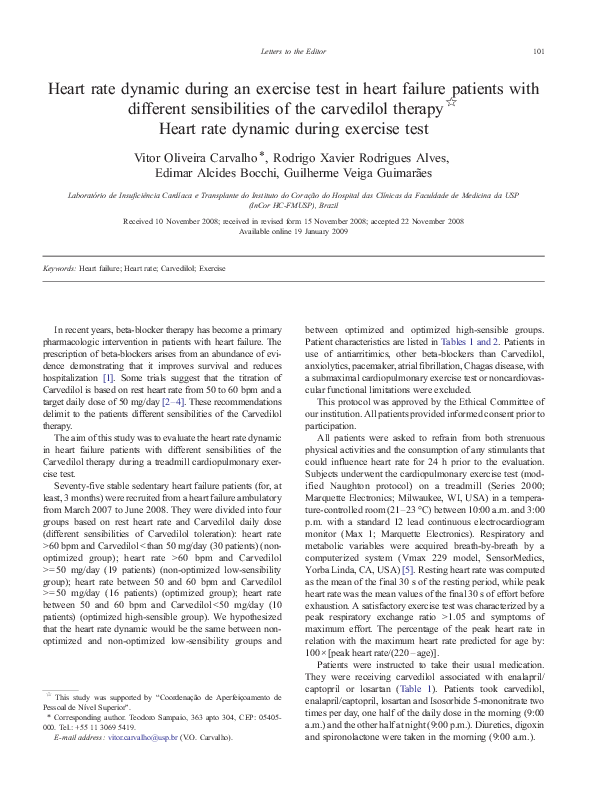 (PDF) Heart rate dynamic during an exercise test in heart failure ...