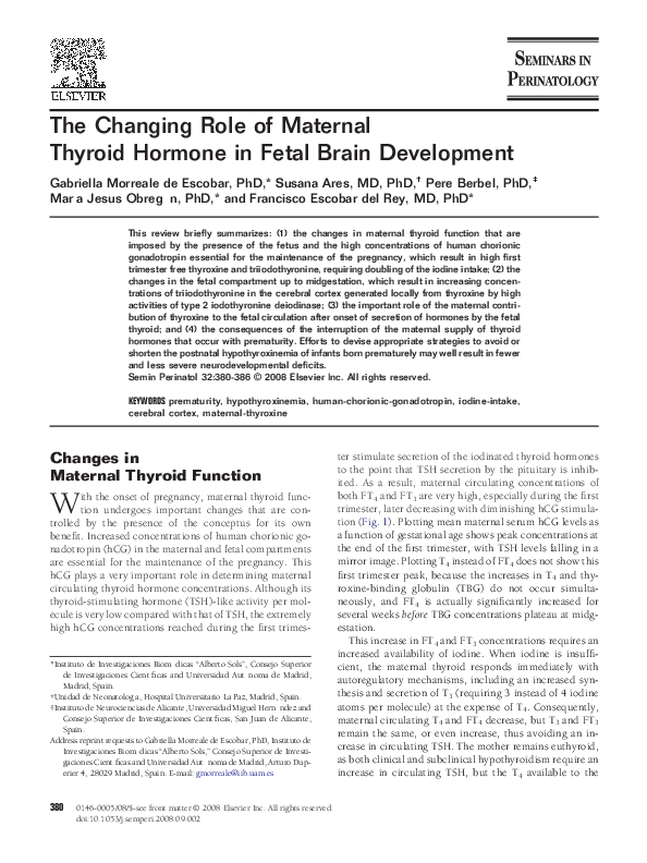 (PDF) The Changing Role of Maternal Thyroid Hormone in Fetal Brain ...