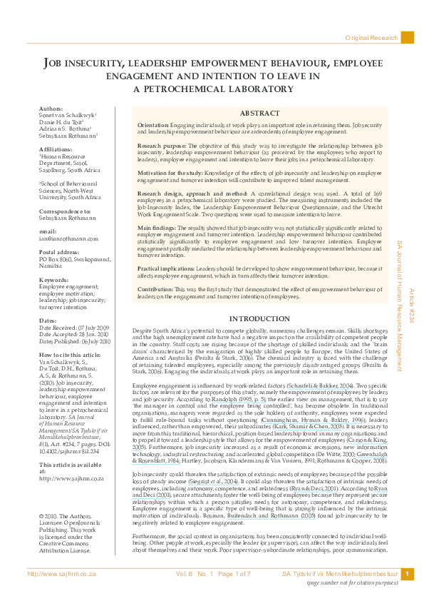 Job insecurity and job performance picture