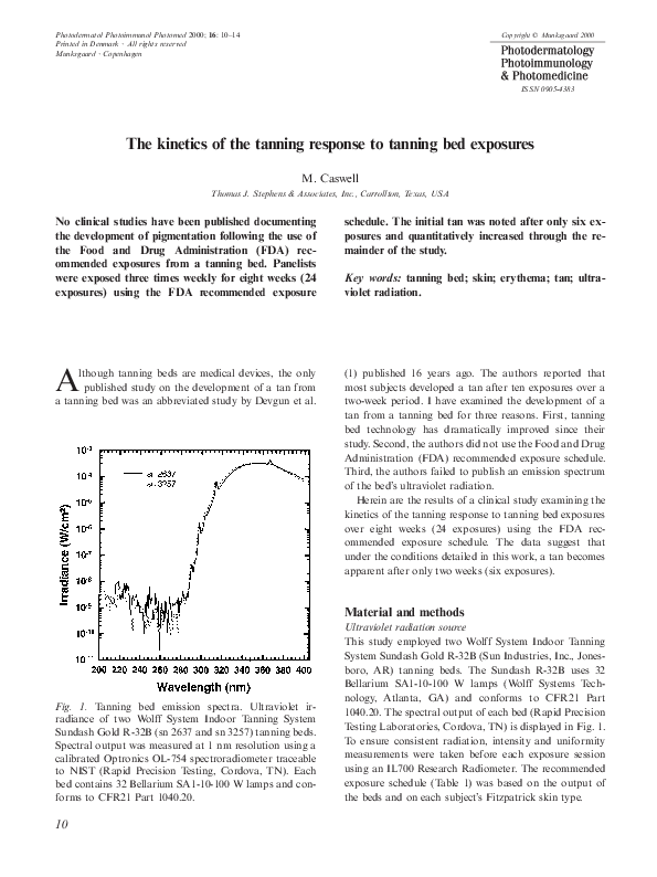 (PDF) The kinetics of the tanning response to tanning bed exposures