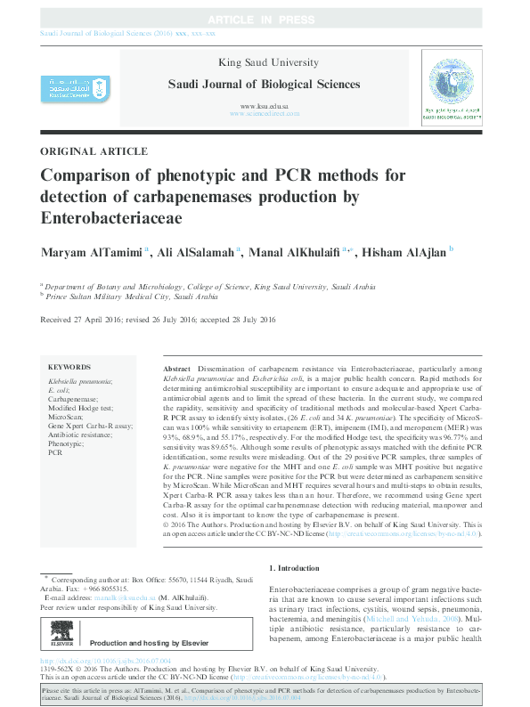 (PDF) Comparison of phenotypic and PCR methods for detection of ...