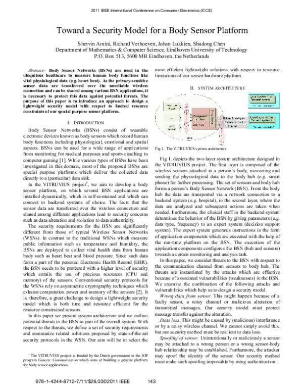 (PDF) Toward a security model for a body sensor platform