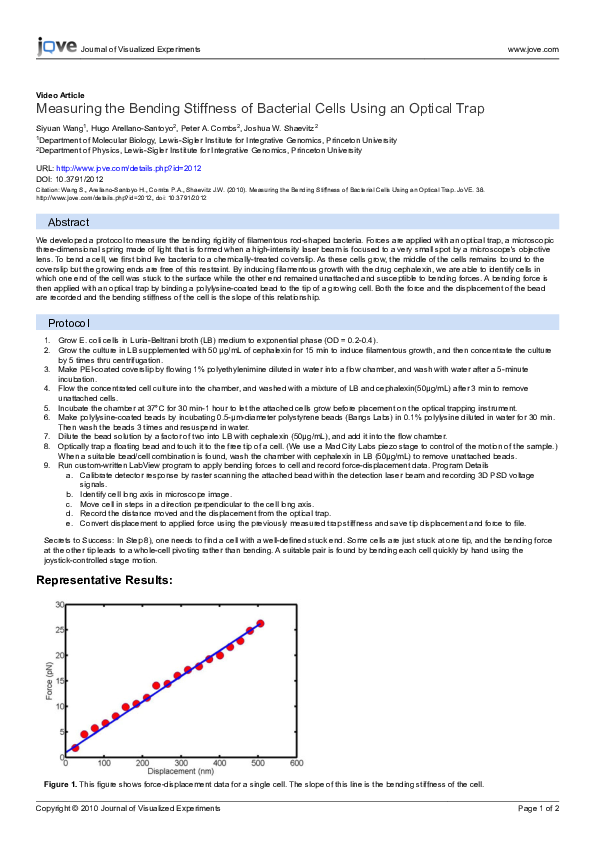 (PDF) Measuring the Bending Stiffness of Bacterial Cells Using an