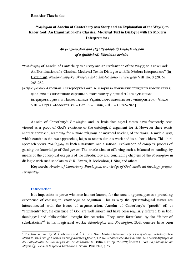 Anselms proslogion essay image