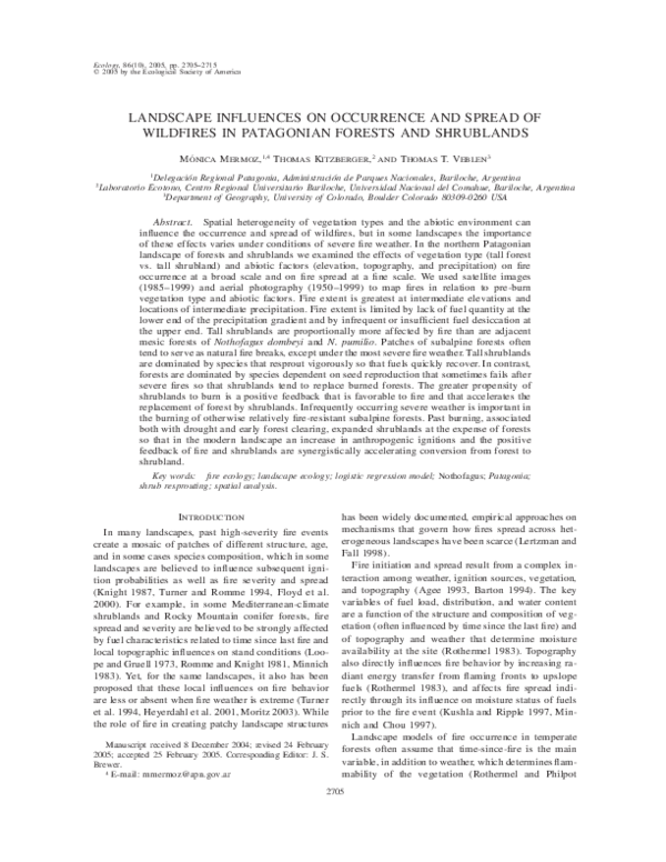 (PDF) LANDSCAPE INFLUENCES ON OCCURRENCE AND SPREAD OF WILDFIRES IN ...