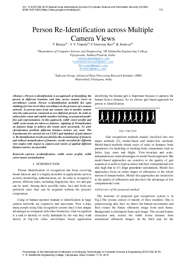 (PDF) Person Re-Identification across Multiple Camera View