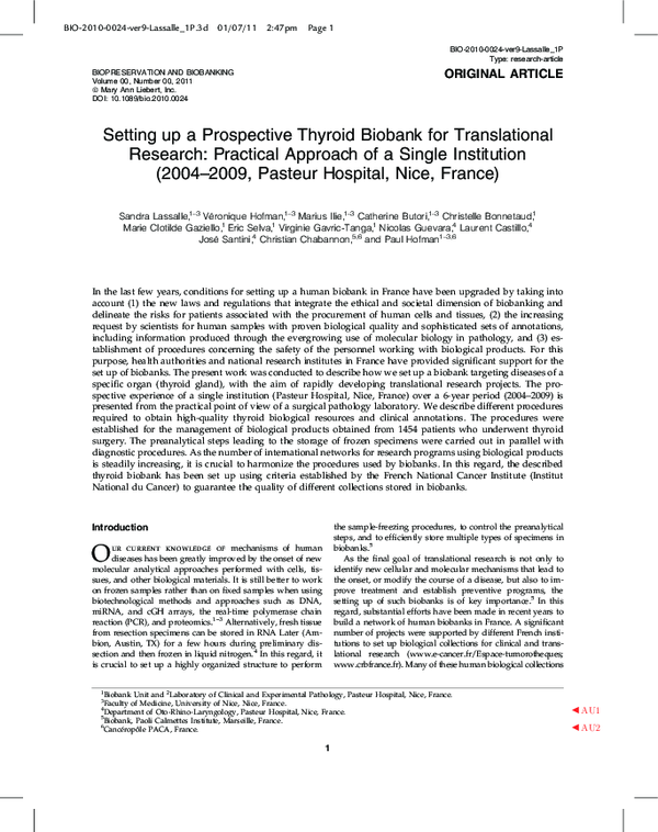 (PDF) Setting up a Prospective Thyroid Biobank for Translational ...