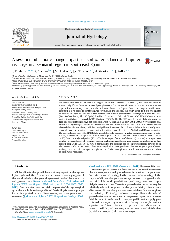 (PDF) Assessment of climate change impacts on soil water balance and ...