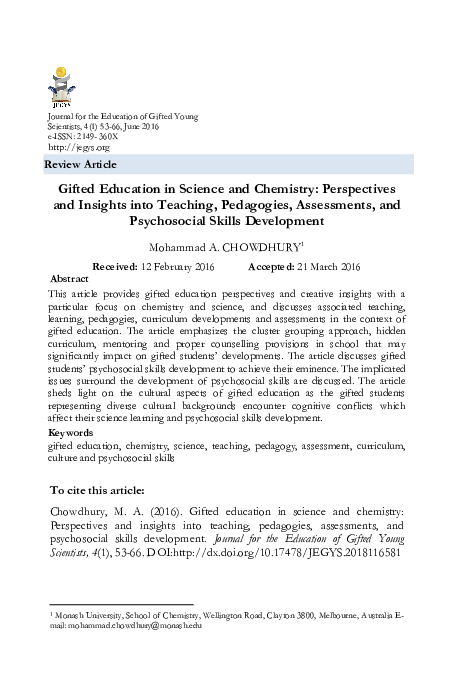 Rethinking What Gifted Education Means >> Gifted Education In Science And Chemistry Perspectives And Insights Rethinking What Gifted Education Means >> Gifted Education In Science And Chemistry Perspectives And Insights