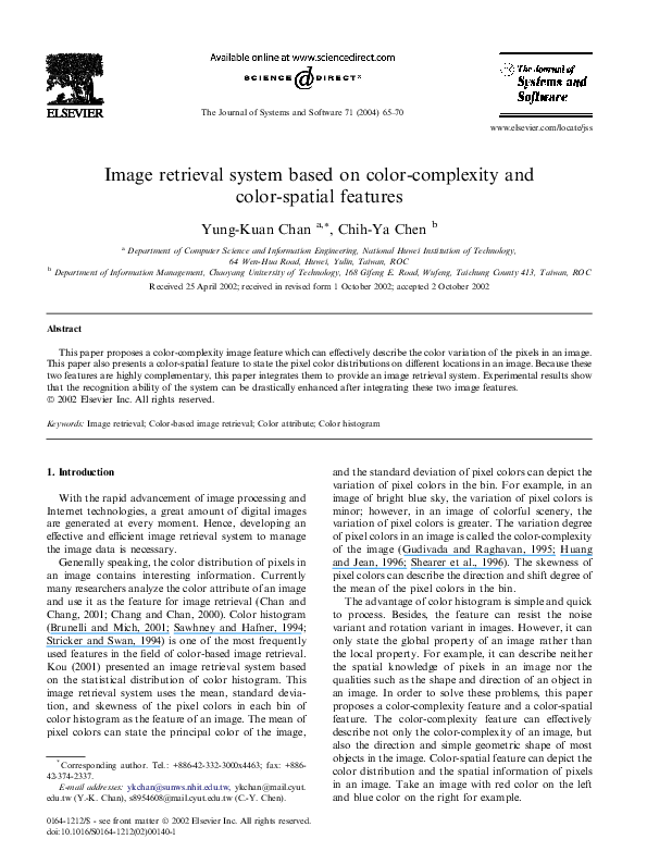 (PDF) Image retrieval system based on color-complexity and color ...