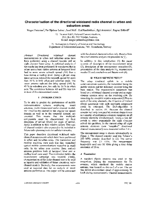 (PDF) Characterisation of the directional wideband radio channel in ...