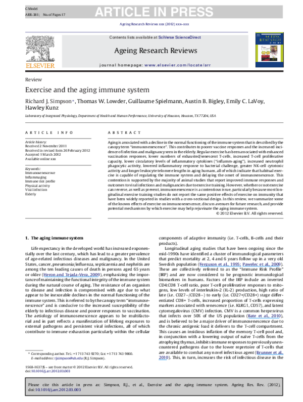 (PDF) Exercise and the aging immune system