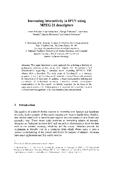 (PDF) Increasing interactivity in IPTV using MPEG21 descriptors