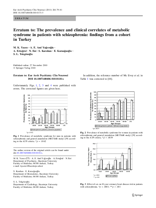 (PDF) Erratum to: The prevalence and clinical correlates of metabolic ...