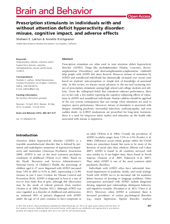 (PDF) Prescription stimulants in individuals with and without attention ...
