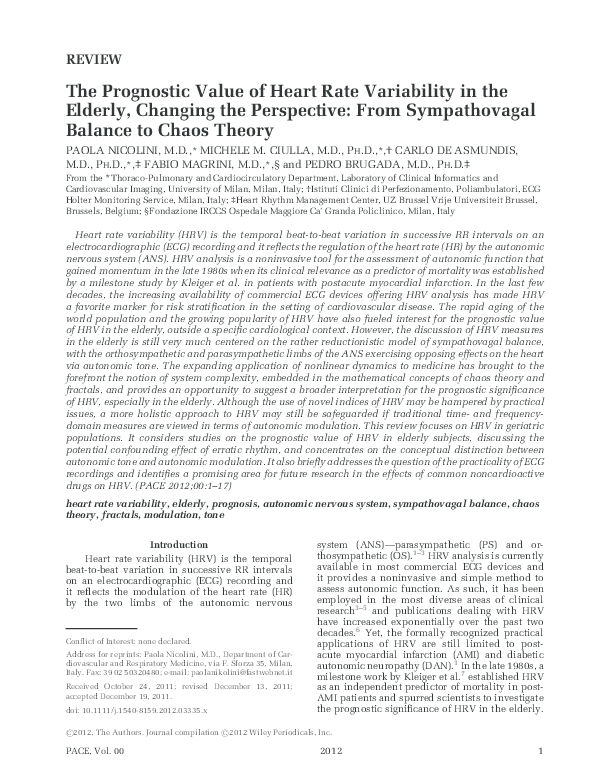 (PDF) The prognostic value of heart rate variability in the elderly ...
