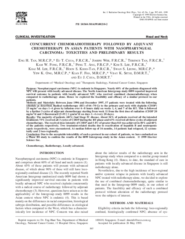 (PDF) Concurrent chemoradiotherapy followed by adjuvant chemotherapy in ...