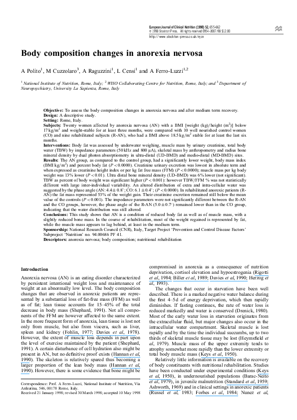 (PDF) Body composition changes in anorexia nervosa