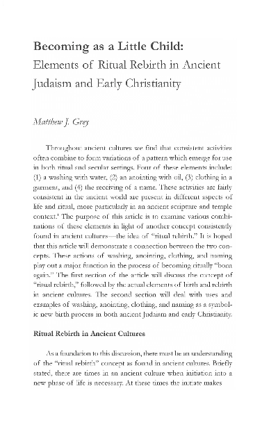 (PDF) Becoming as a Little Child: Elements of Ritual Rebirth in Ancient ...