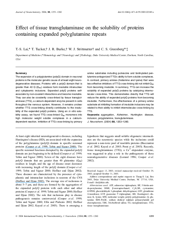 (PDF) Effect of tissue transglutaminase on the solubility of proteins ...