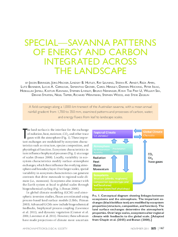 (PDF) SPECIAL - The Savanna Patterns of Energy and Carbon Integrated ...