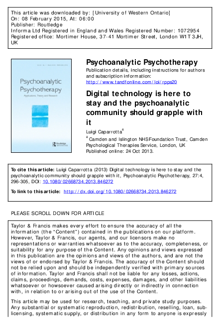 (PDF) Psychoanalytic Psychotherapy Digital technology is here to stay ...