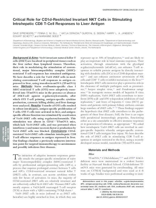 (PDF) Critical Role for CD1d-Restricted Invariant NKT Cells in ...