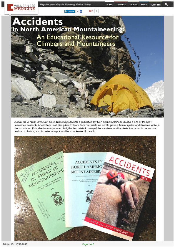 (PDF) Accidents in North American Mountaineering, An Educational