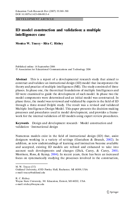 (PDF) The construction and validation of an instructional systems ...