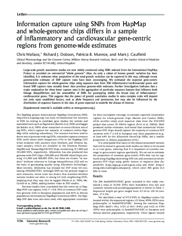 (PDF) Information capture using SNPs from HapMap and whole-genome chips ...