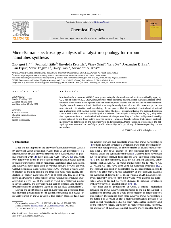 (PDF) MicroRaman spectroscopy analysis of catalyst morphology for