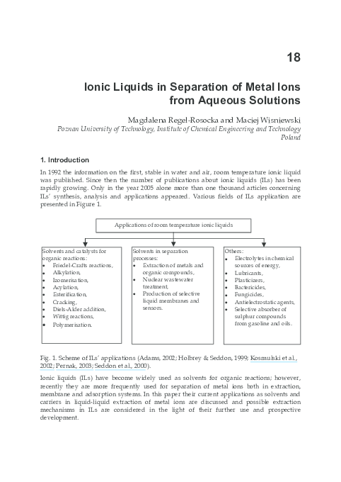 (PDF) Ionic Liquids in Separation of Metal Ions from Aqueous Solutions