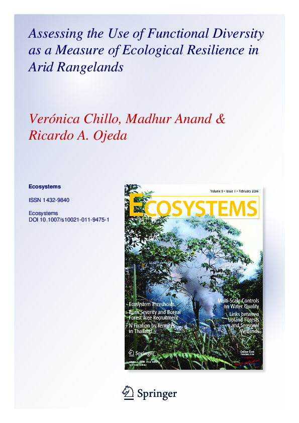 (PDF) Assessing the Use of Functional Diversity as a Measure of ...