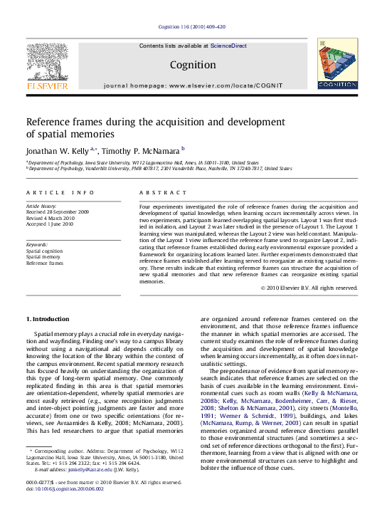 (PDF) Reference frames during the acquisition and development of ...