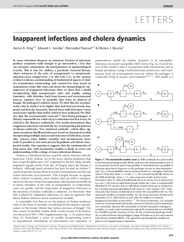 (PDF) Inapparent infections and cholera dynamics