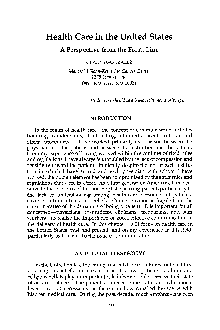 (PDF) Health Care in the United States