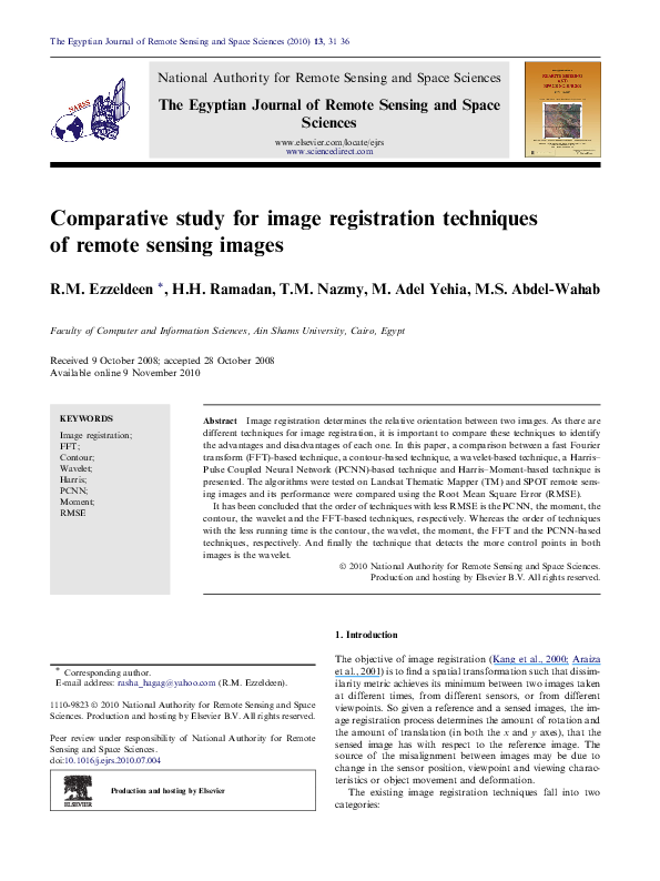 (PDF) Comparative study for image registration techniques of remote ...