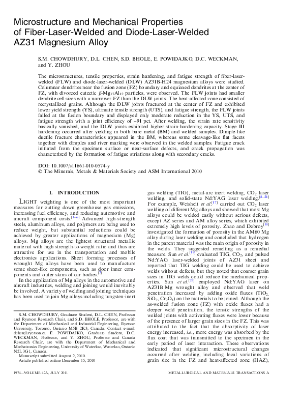 (PDF) The microstructure and mechanical properties of friction stir ...