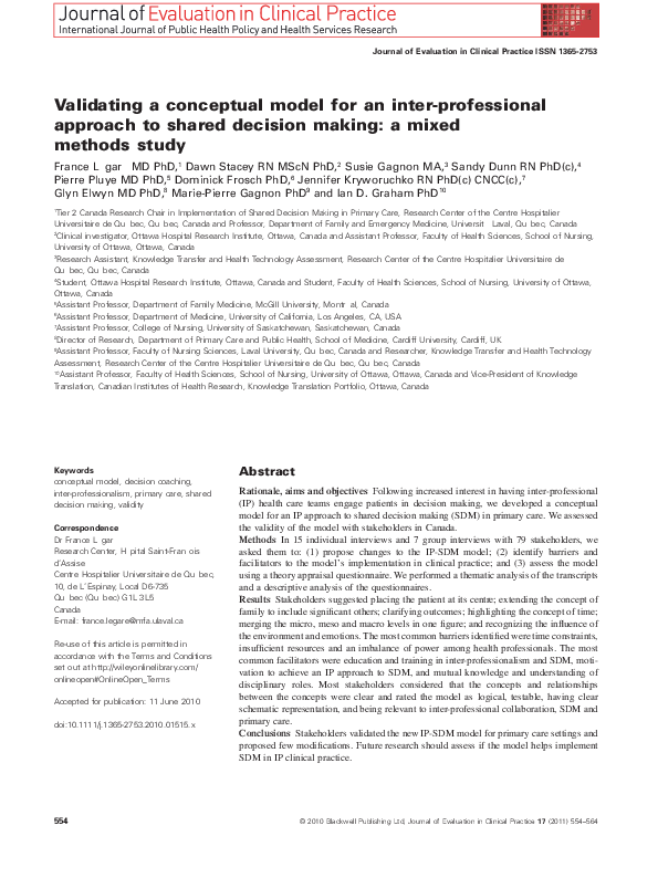 (PDF) Validating a conceptual model for an inter-professional approach ...