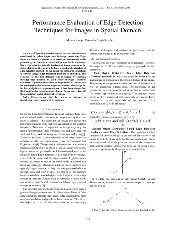 (PDF) Performance Evaluation of Edge Detection Techniques for Images in ...