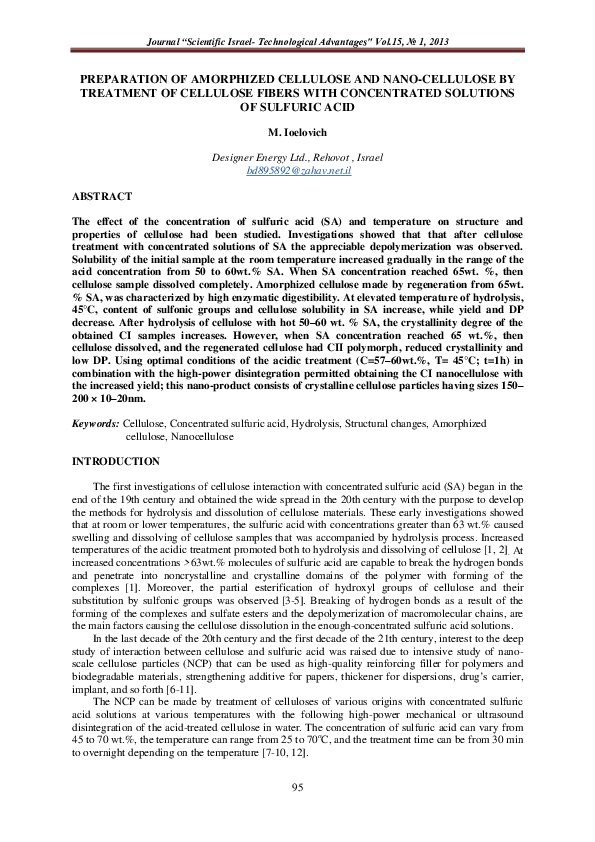 (PDF) PREPARATION OF AMORPHIZED CELLULOSE AND NANO-CELLULOSE BY ...