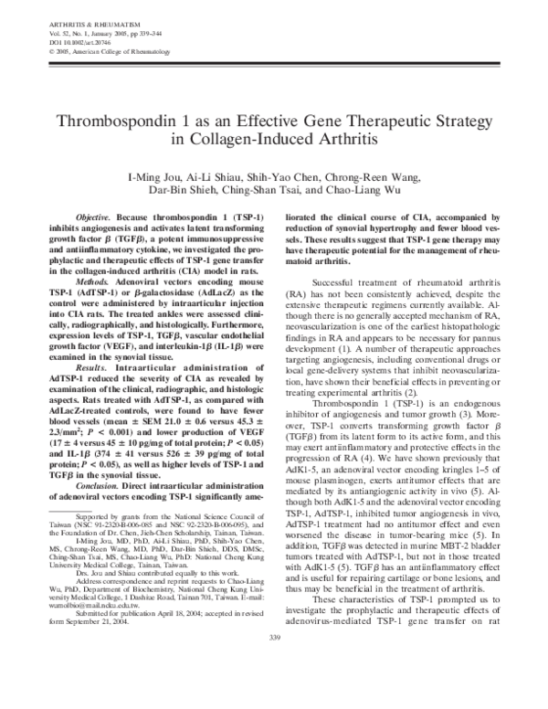 (PDF) Thrombospondin 1 as an effective gene therapeutic strategy in ...