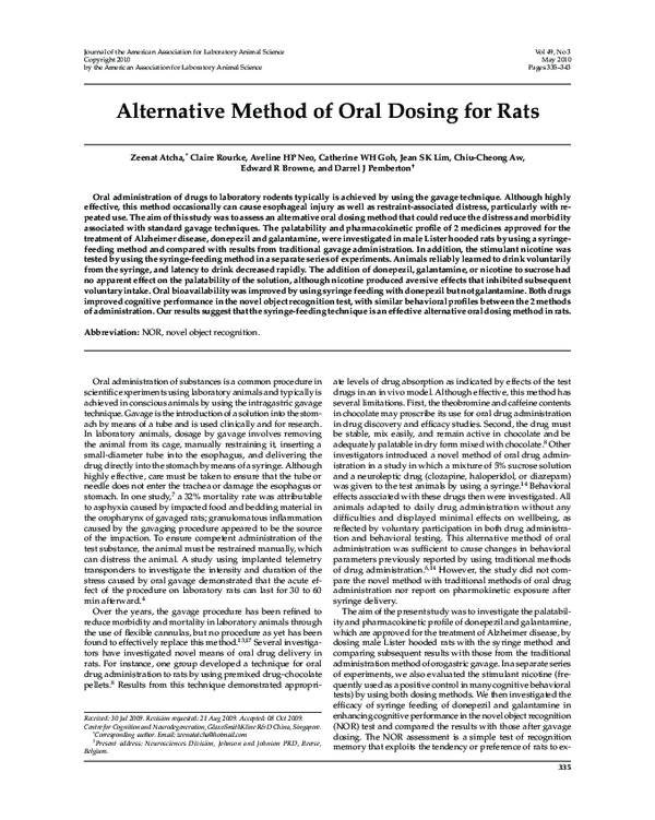 (PDF) Alternative method of oral dosing for rats