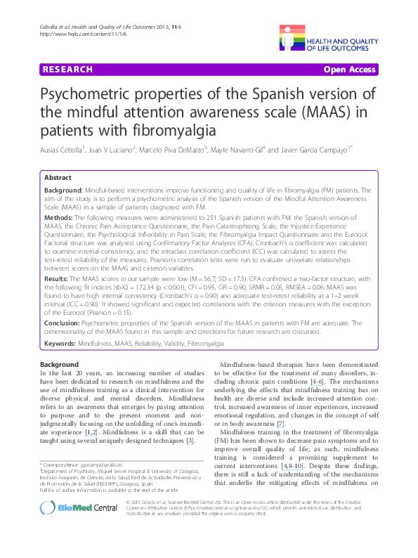 (PDF) Psychometric Properties of the Spanish Version of Two Mental ...