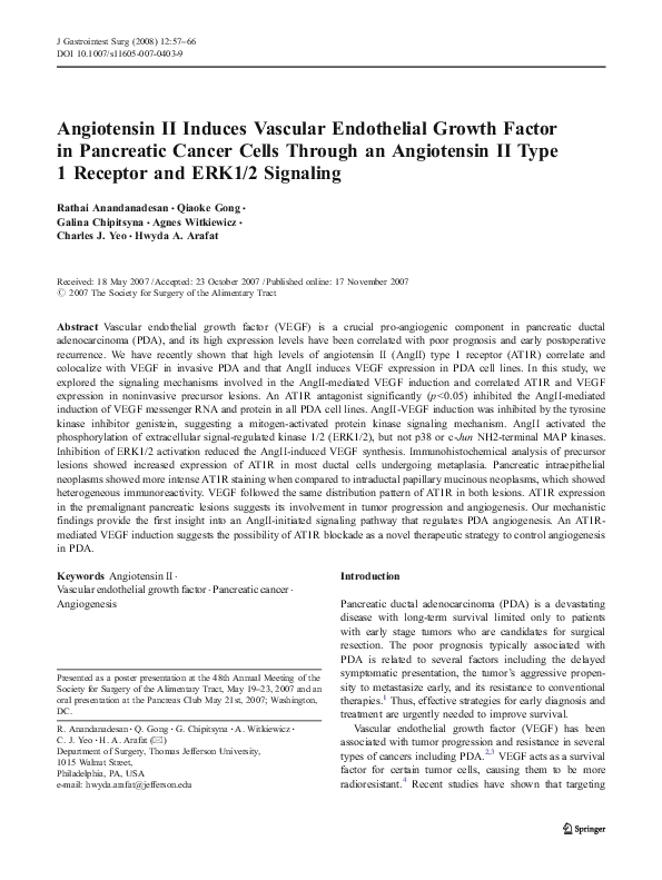 (PDF) Angiotensin II Induces Vascular Endothelial Growth Factor in ...