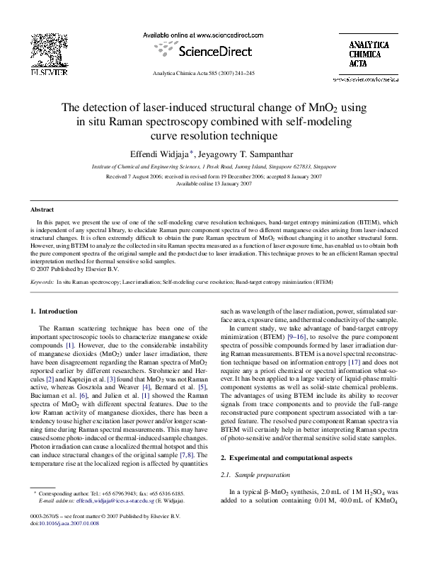 (PDF) The detection of laser-induced structural change of MnO 2 using ...